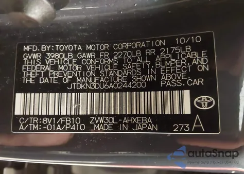 2010 Toyota Prius Ii z USA, uszkodzony, nr VIN JTDKN3DU6A0244200